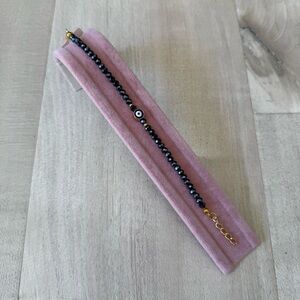 Navy Beaded Bracelet with Evil Eye Charm